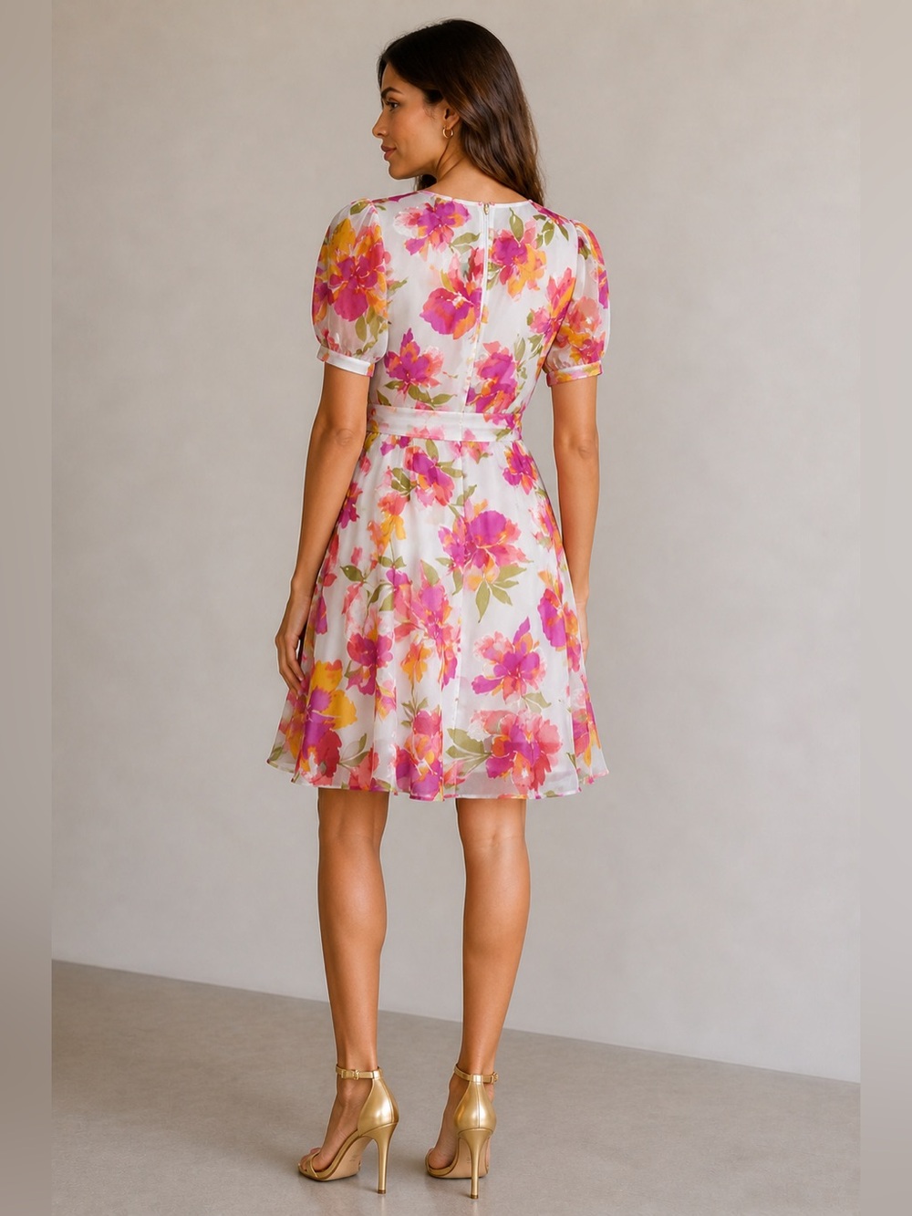 Karl Lagerfeld Paris Floral Chiffon Dress Size 10 NWT - Picture 2 of 6